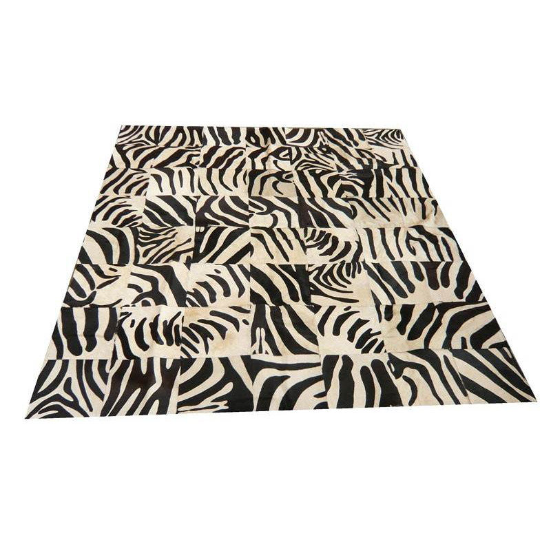 Tapis patchwork en peau de vache zébrée