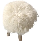 Maison Thuret - Tabouret En Peau d'Agneau Du Tibet Blanc