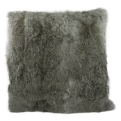 Coussin En Peau De Lapin Gris