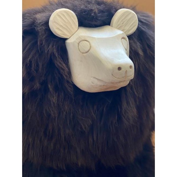 Maison Thuret - Yuki, Ours Décoratif En Peau De Mouton marron