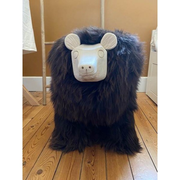 Maison Thuret - Yuki, Ours Décoratif En Peau De Mouton marron
