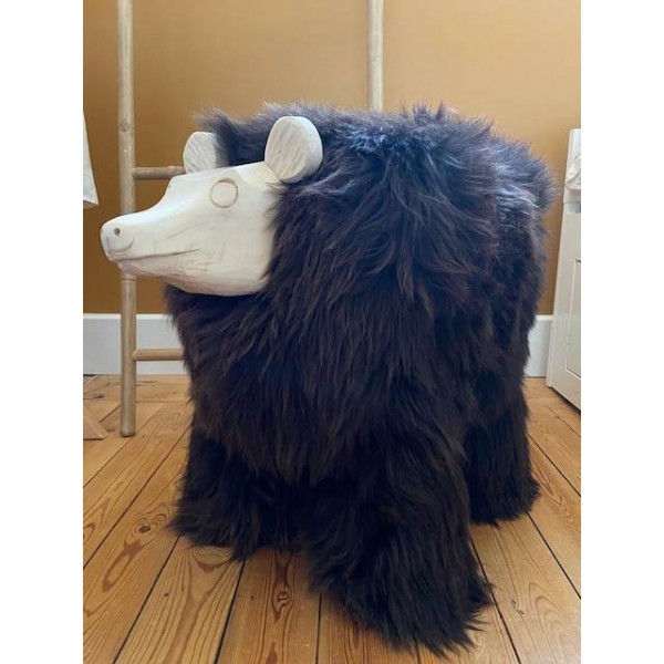 Maison Thuret - Yuki, Ours Décoratif En Peau De Mouton marron