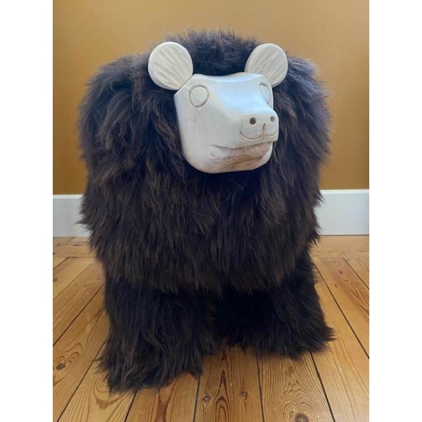 Maison Thuret - Yuki, Ours Décoratif En Peau De Mouton marron