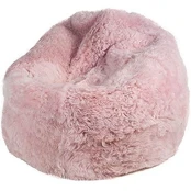 Pouf En Peau De Mouton Rose grand modèle