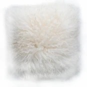 Coussin En Peau De Mouton Islandais Frisé Blanc