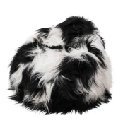 Pouf En Peau De Mouton Islandais Blanc Et Noir