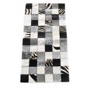 Tapis Patchwork Peau De Vache Noir Et Blanc