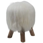 Tabouret En Peau De Mouton Blanc