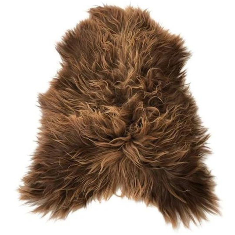 Peau de mouton marron méchée naturelle