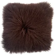 Coussin En Peau d'Agneau Du Tibet Bordeaux