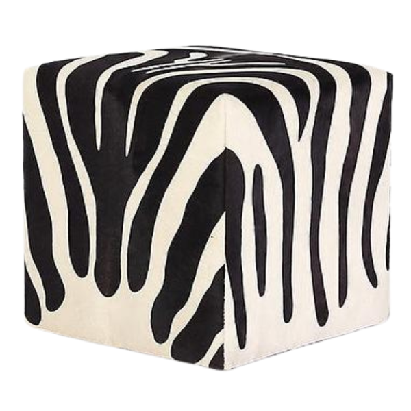 Maison Thuret - Pouf En Peau De Vache Zébrée Noire Et Blanche