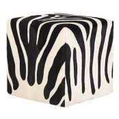 Zwart-witte zebra koeienhuid poef