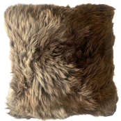 Coussin En Peau De Mouton Marron Chiné