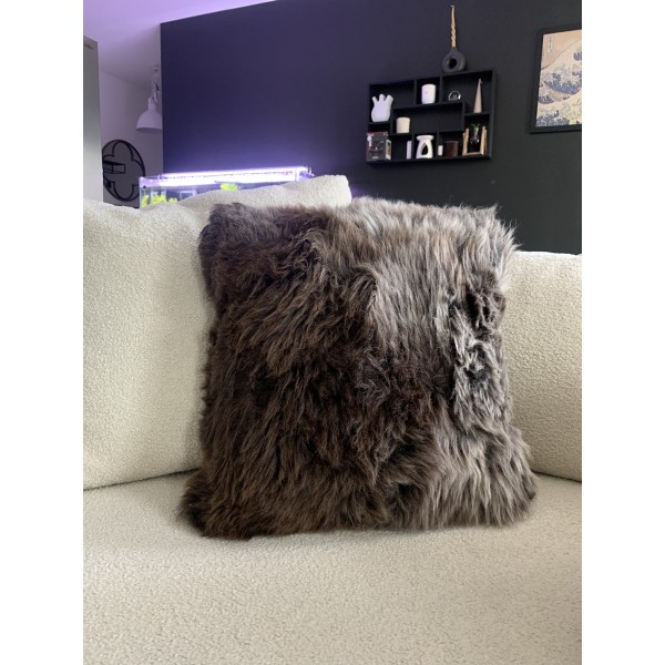 Maison Thuret - Coussin En Peau De Mouton Marron Chiné