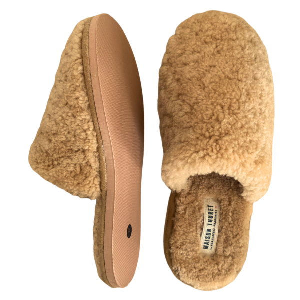 Maison Thuret - Mules En Peau De Mouton - La Collection "Bouclette" - Camel