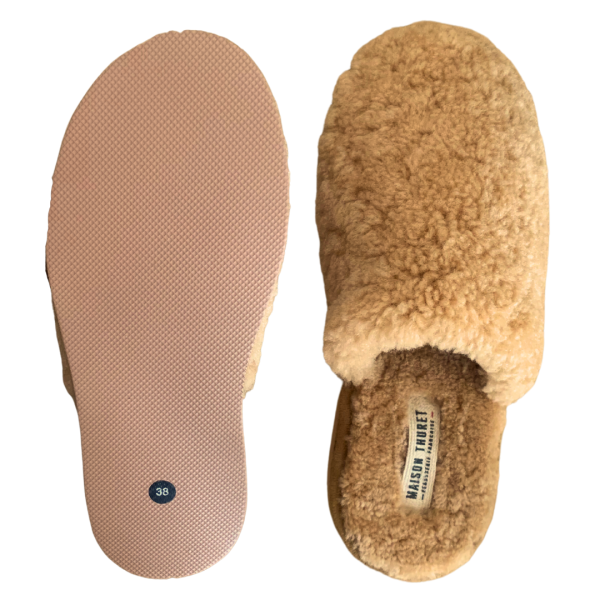 Maison Thuret - Mules En Peau De Mouton - La Collection "Bouclette" - Camel