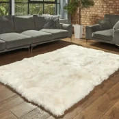 Tapis En Peau De Mouton rectangulaire Blanc Ou Teinté