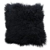 Coussin En Peau d'Agneau Du Tibet Noir