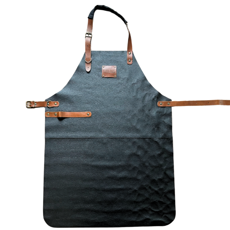 Zwart leren schort