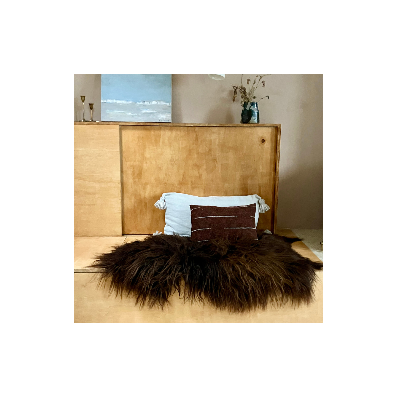 Peau de mouton d'Islande marron méchée