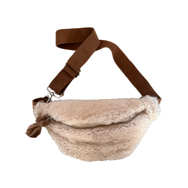 Maison Thuret - Beige schapenvacht riem