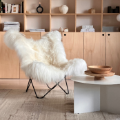 Maison Thuret - Fauteuil butterfly AA en peau de mouton Islandais blanc - l'Iconique