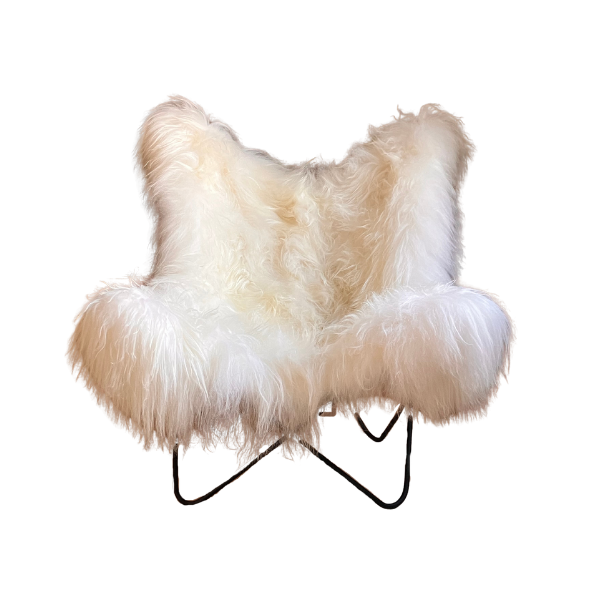 Maison Thuret - Fauteuil butterfly AA en peau de mouton Islandais blanc - l'Iconique