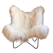 Maison Thuret - Fauteuil butterfly AA en peau de mouton Islandais blanc - l'Iconique