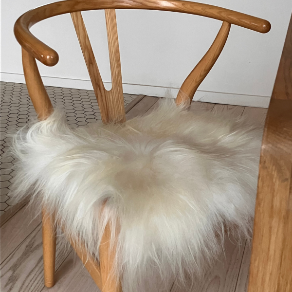 Maison Thuret - Galette De Chaise En Peau De Mouton Islandais Blanc (Ronde Ou Carrée)