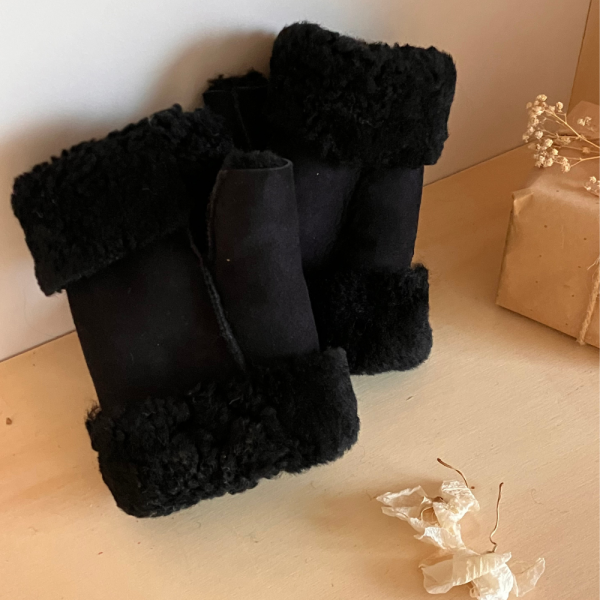 Maison Thuret - Mitaines En Peau De Mouton Noire