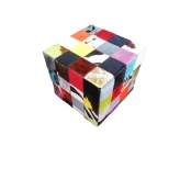 Pouf En Peau De Vache Patchwork Multicolore