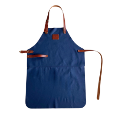 Tablier cuir cuisine bleu